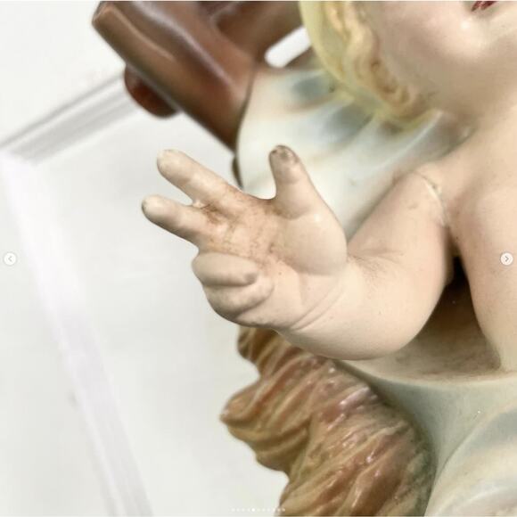 Vintage Baby Jesus Creche Statue Chippy Chalkware Nativity Figure XL REPAIRED - Picture 5 of 10